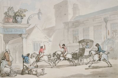 王の腕、ドーチェスター（ペンとインクと紙のトイレ） 作： Thomas Rowlandson